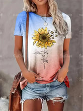 Sunflower Print Women’s T-Shirt in Vibrant Graphic Tee Style - Himpall